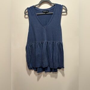 DKNY Blue Peplum Tank Top